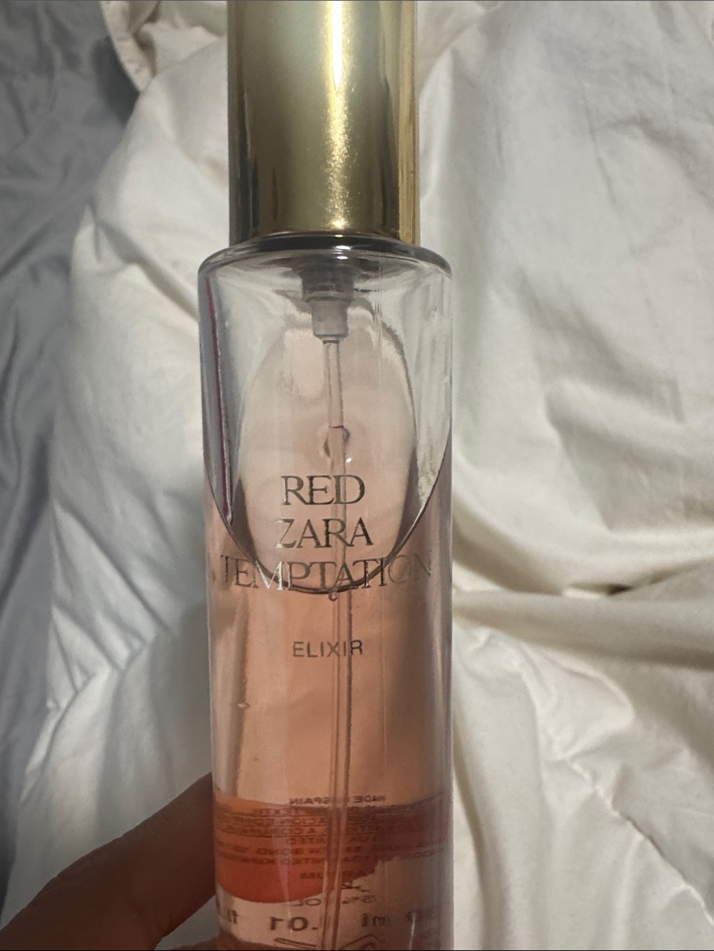 Zara Red Temptation Elixir — Pink Tinted Bottle with Gold Cap